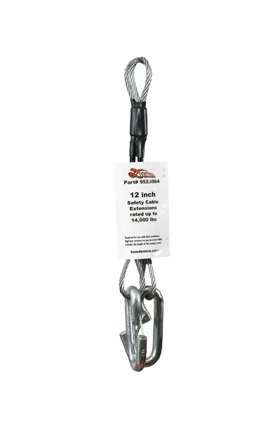 9523064 – DEMCO Trailer Safety Cable, 7000 Pound Rated 12 Inch Extension Vinyl Coated Steel Straight with Hook and Ey...